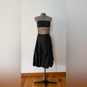 Black Strapless Dress with Bronze Sash